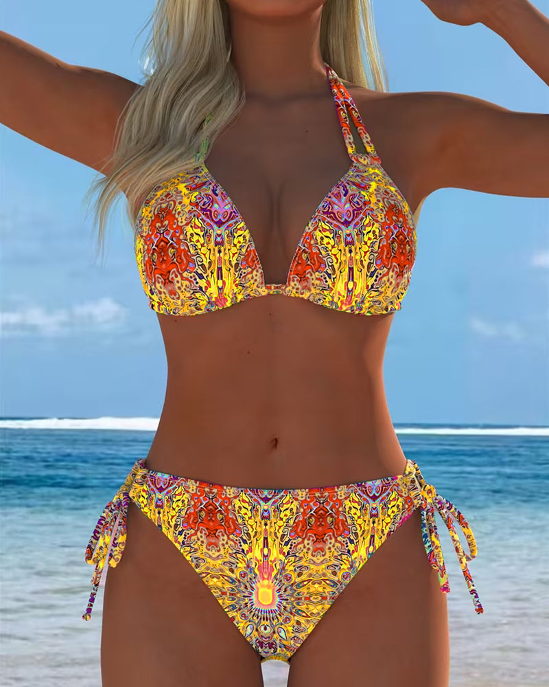 Bikini with halter print in various colors