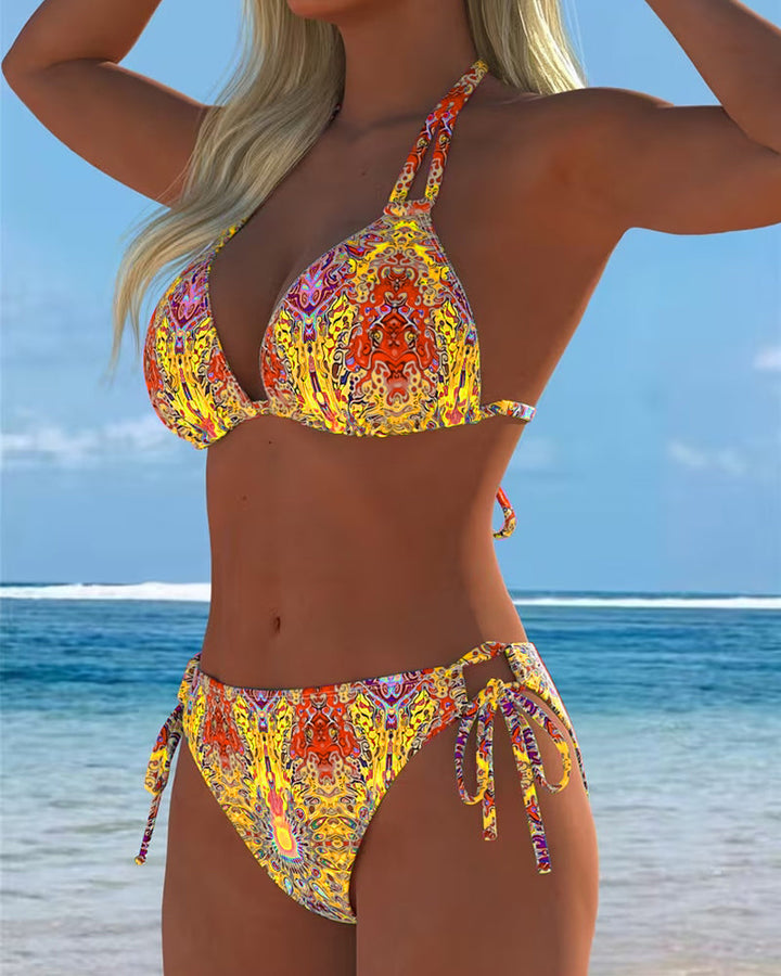 Bikini with halter print in various colors