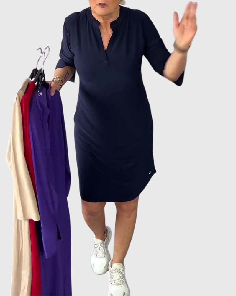 Sophie | Solid V-Neck Dress