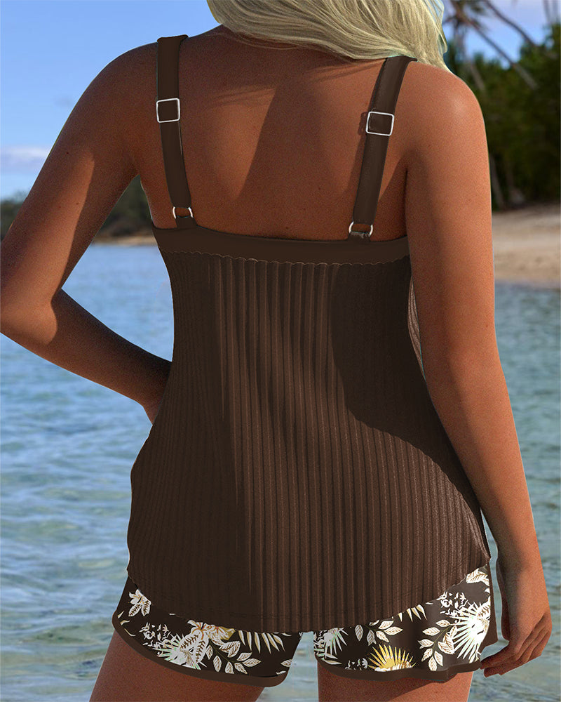 Striped Tankini Two-Piece Beach Shorts