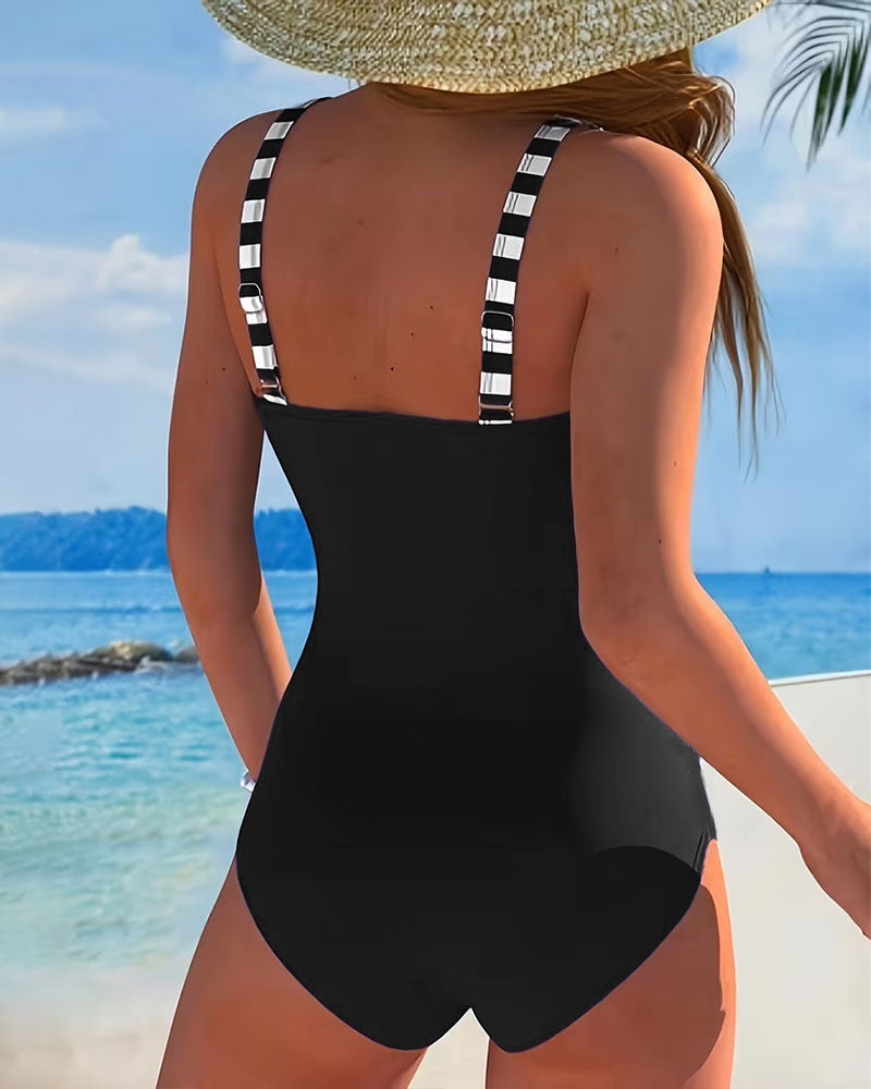 Ultimate swimsuit with stripes and color blocks
