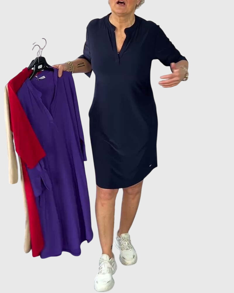 Sophie | Solid V-Neck Dress