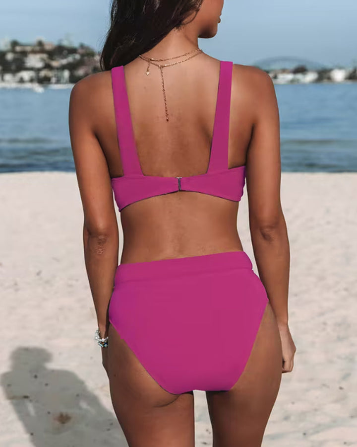 Solid High Waist Bikinis