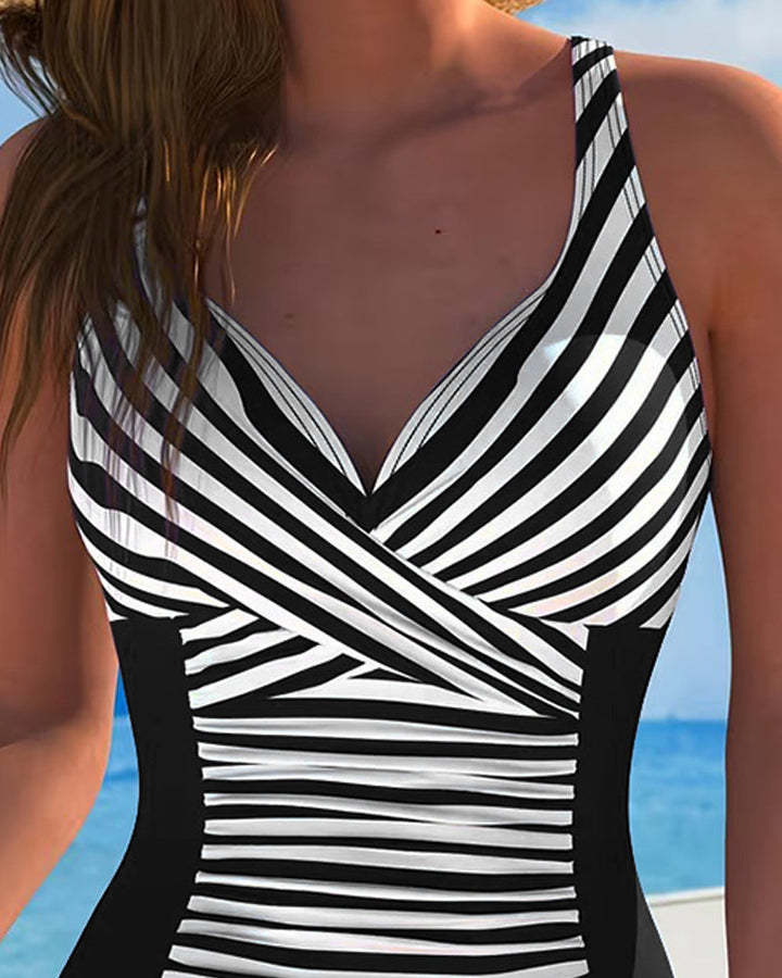 Ultimate swimsuit with stripes and color blocks