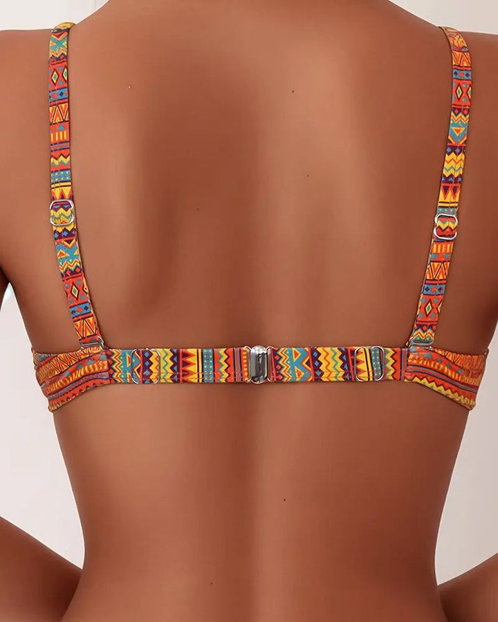 Two-Piece Swimsuit Bra Striped Print