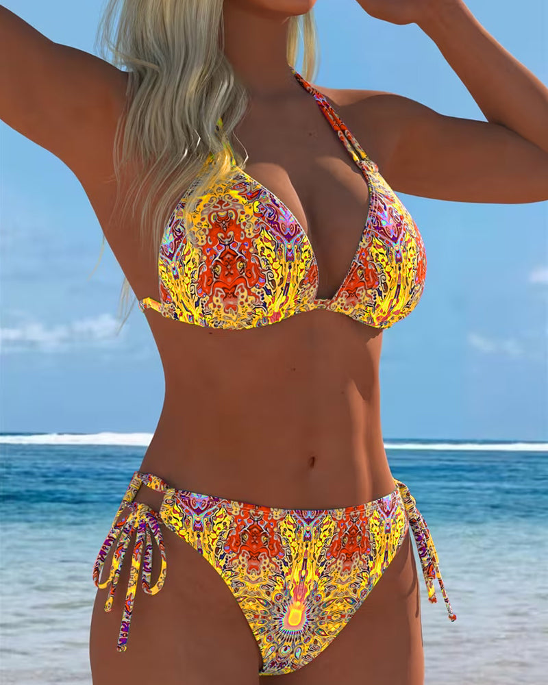 Bikini with halter print in various colors
