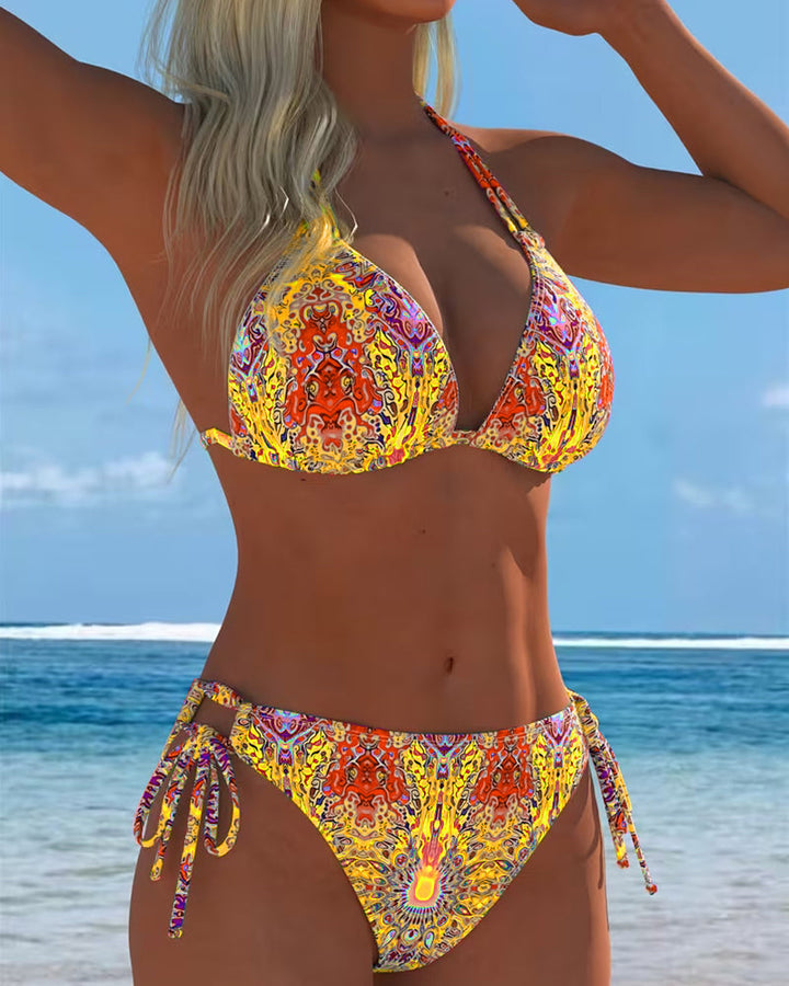 Bikini with halter print in various colors