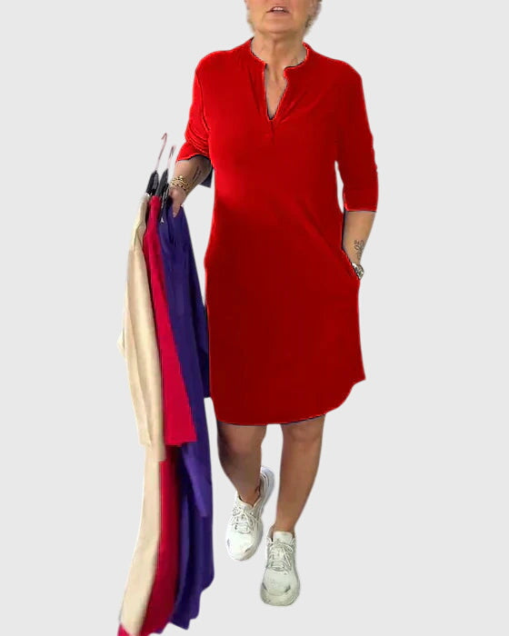 Sophie | Solid V-Neck Dress