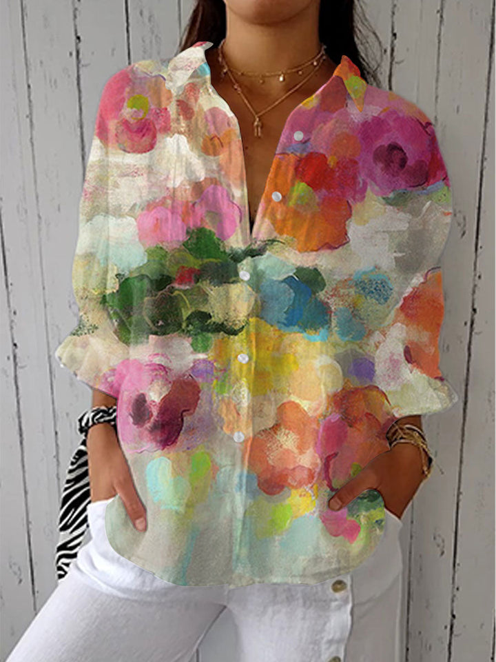 Elena | Watercolor Floral Blouse