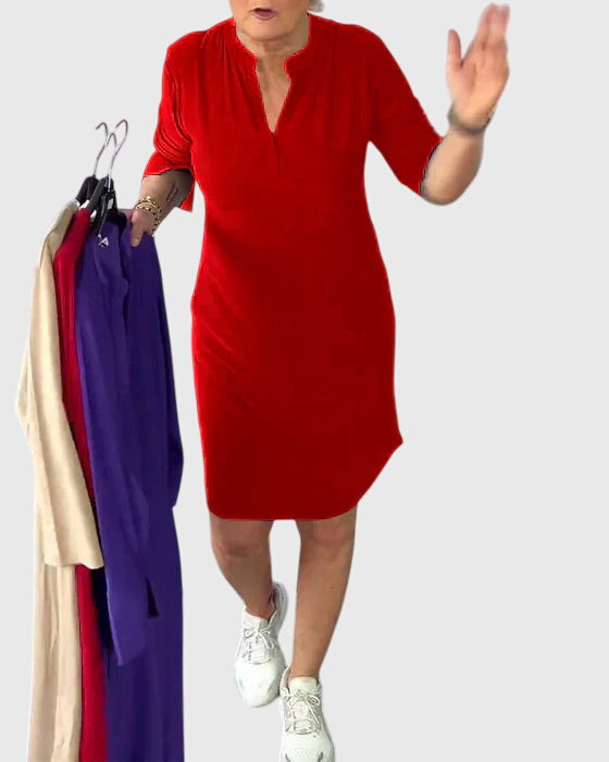 Sophie | Solid V-Neck Dress