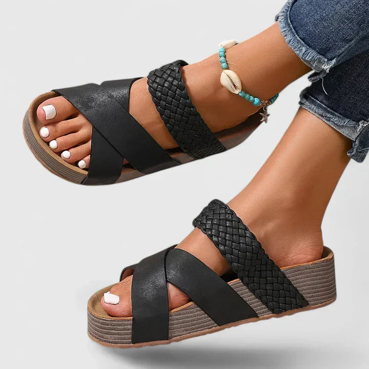 Delaney | Braided Cross Sandals