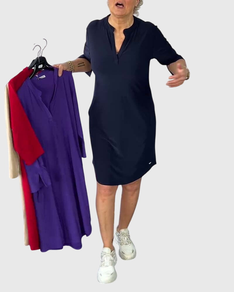 Sophie | Solid V-Neck Dress