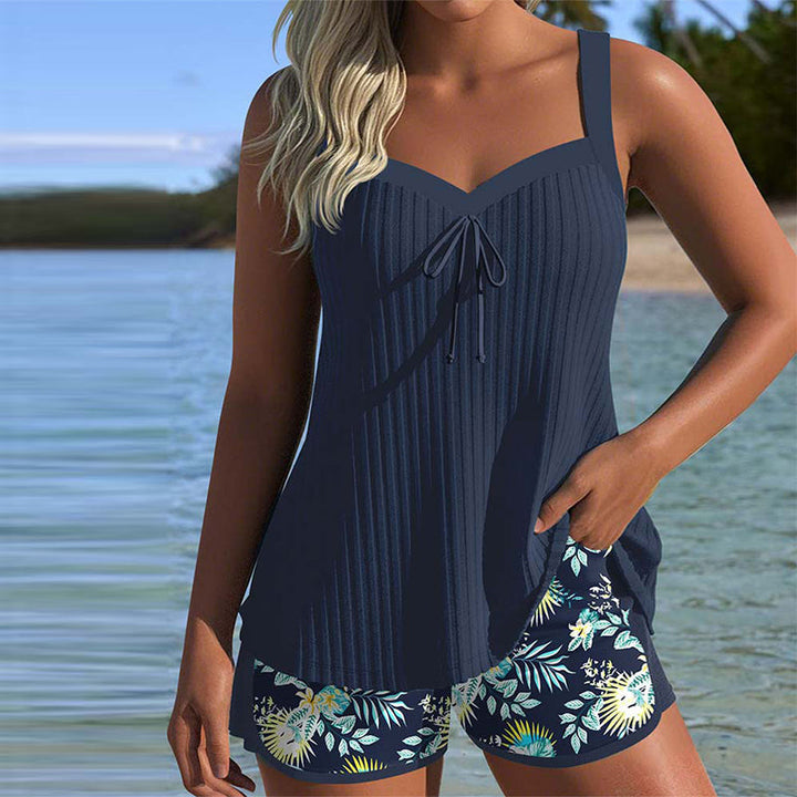 Striped Tankini Two-Piece Beach Shorts