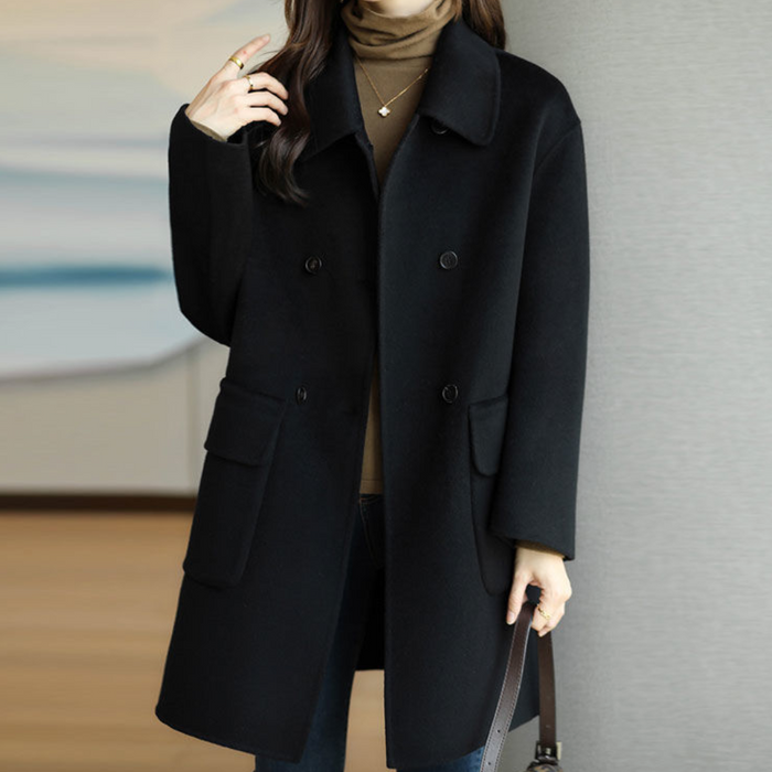 Women's Double-Breasted Tailored Coat for Fall Winter