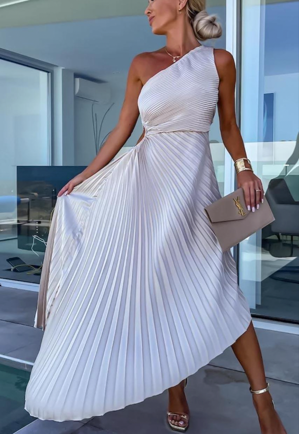 Halisa | One Shoulder Pleated Summer Cocktail Dress