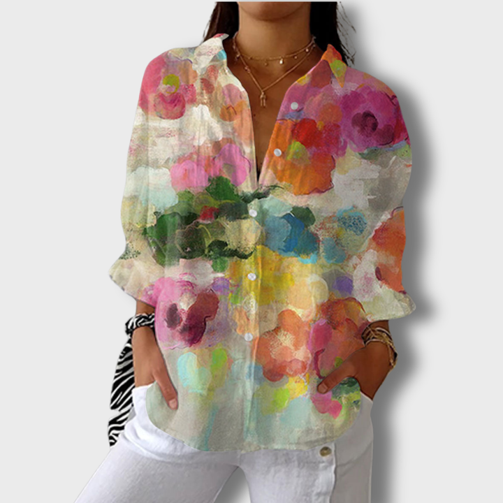 Elena | Watercolor Floral Blouse