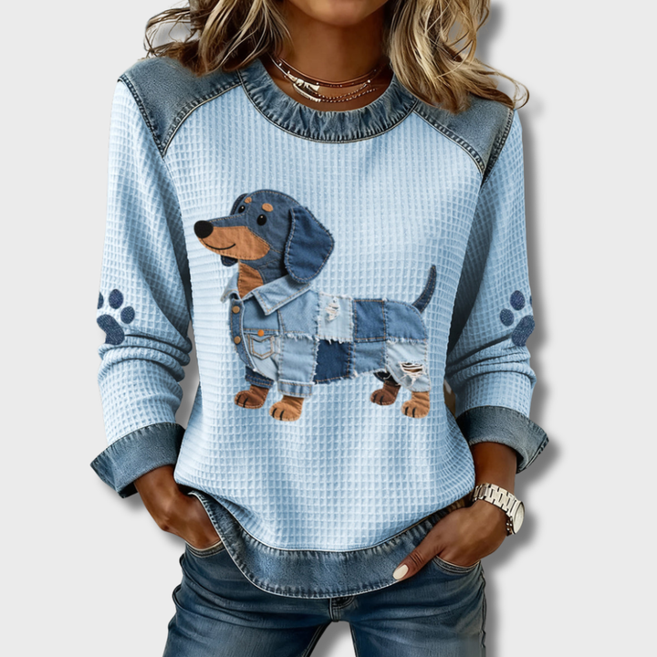 Nuria - Shady dachshund with denim patchwork