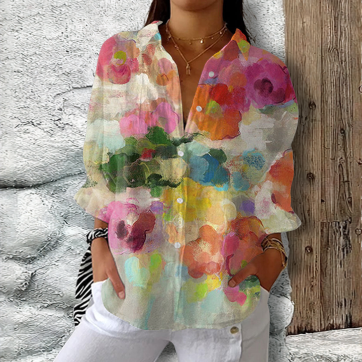 Elena | Watercolor Floral Blouse