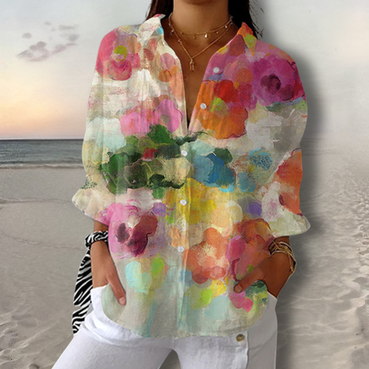 Elena | Watercolor Floral Blouse