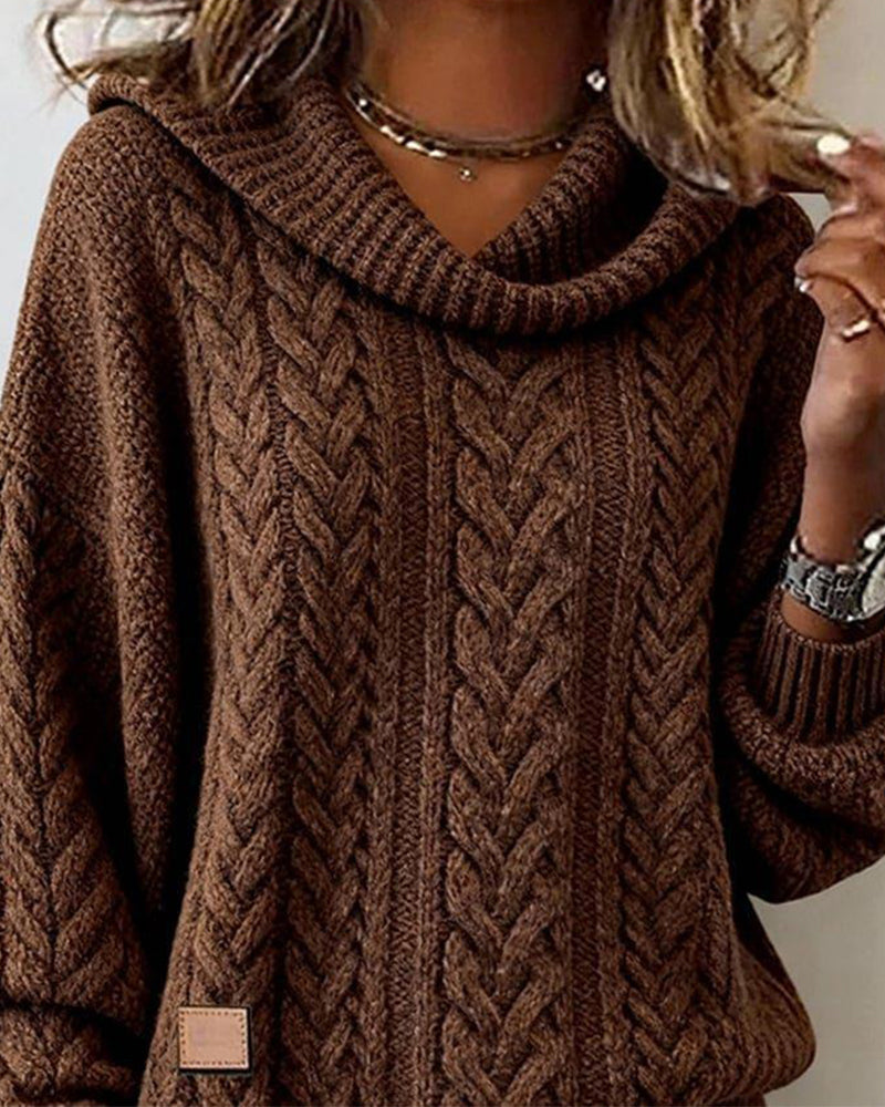 Solid Twisted Knit Sweater