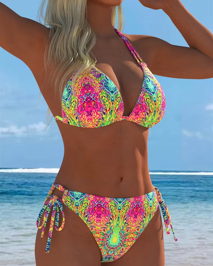 Bikini with halter print in various colors