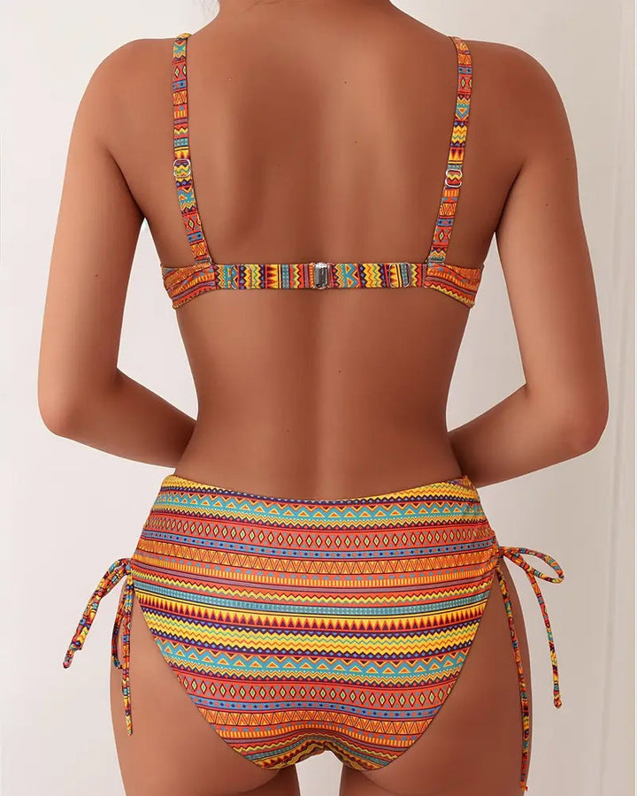 Two-Piece Swimsuit Bra Striped Print