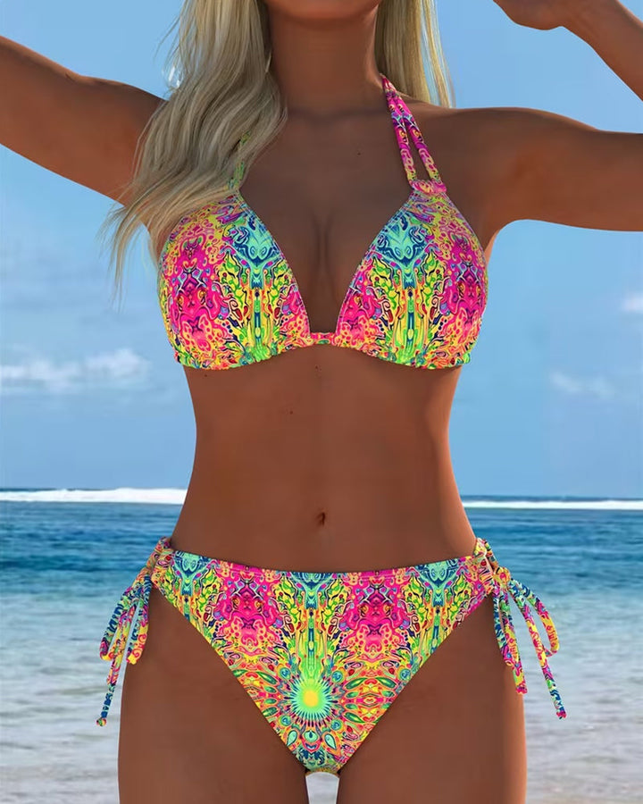 Bikini with halter print in various colors