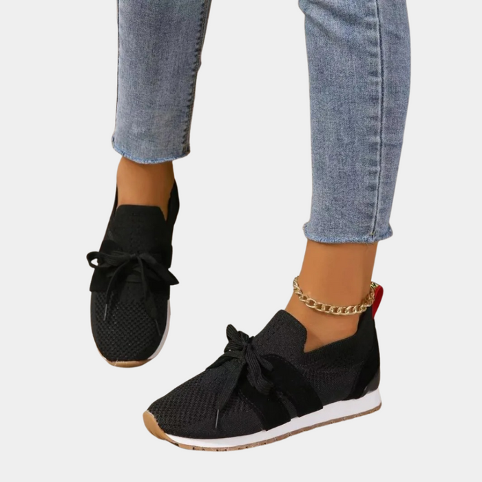 Women's Knit Sneakers with Adjustable Strap Slip-On