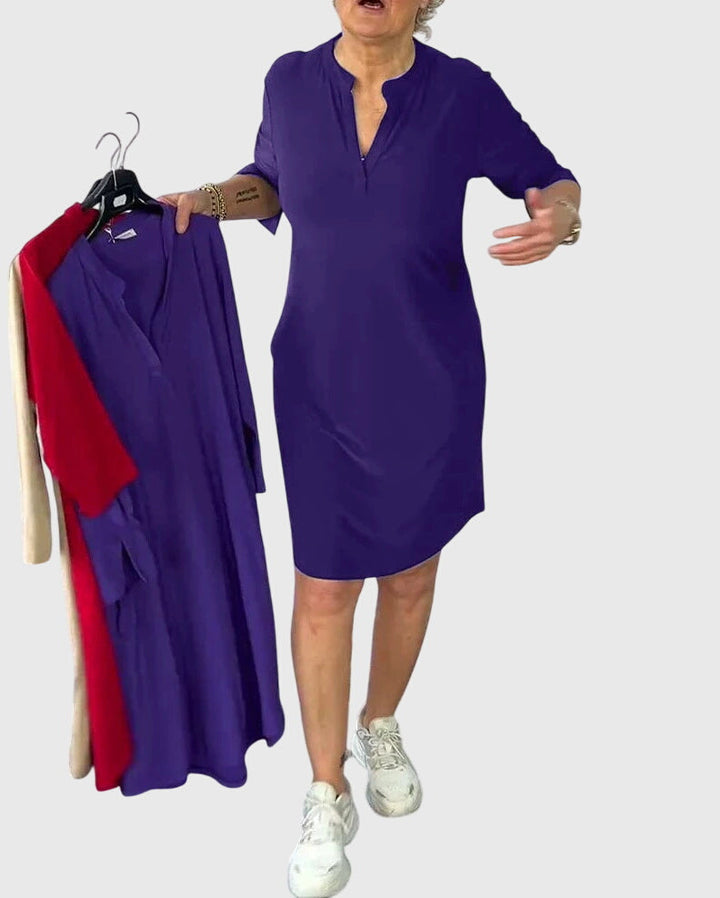 Sophie | Solid V-Neck Dress