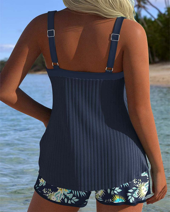 Striped Tankini Two-Piece Beach Shorts