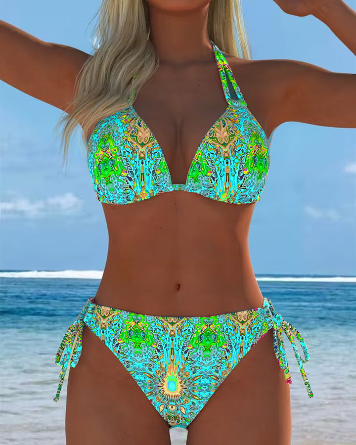 Bikini with halter print in various colors