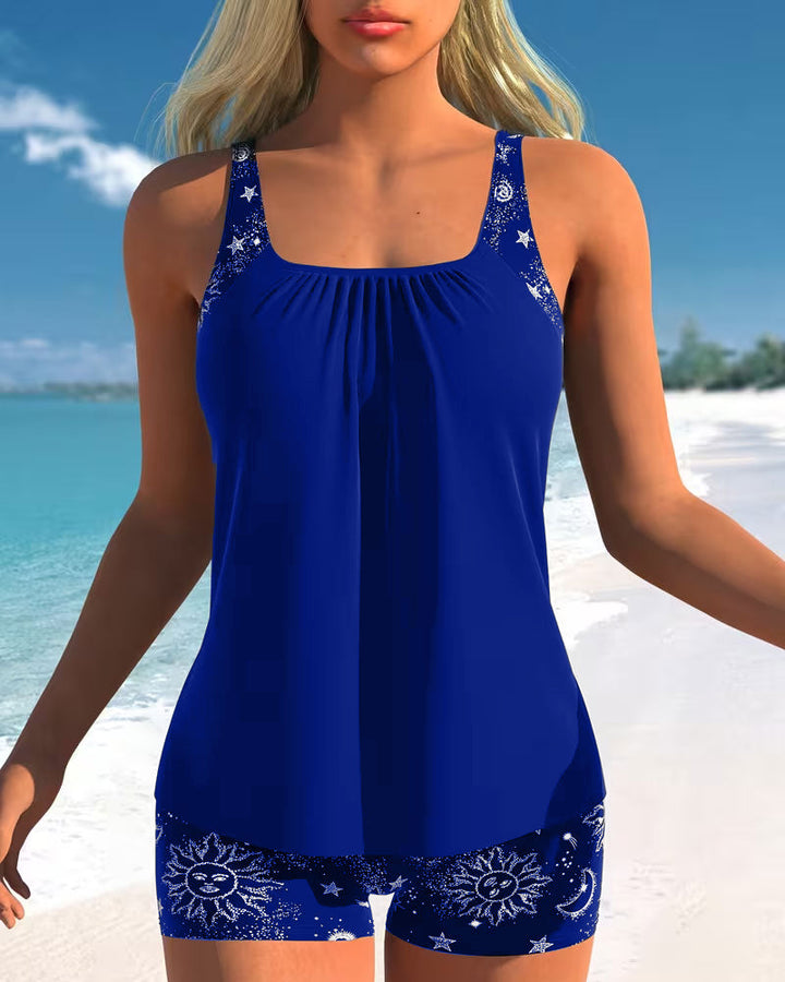 Tankini Soltryck Boy Shorts