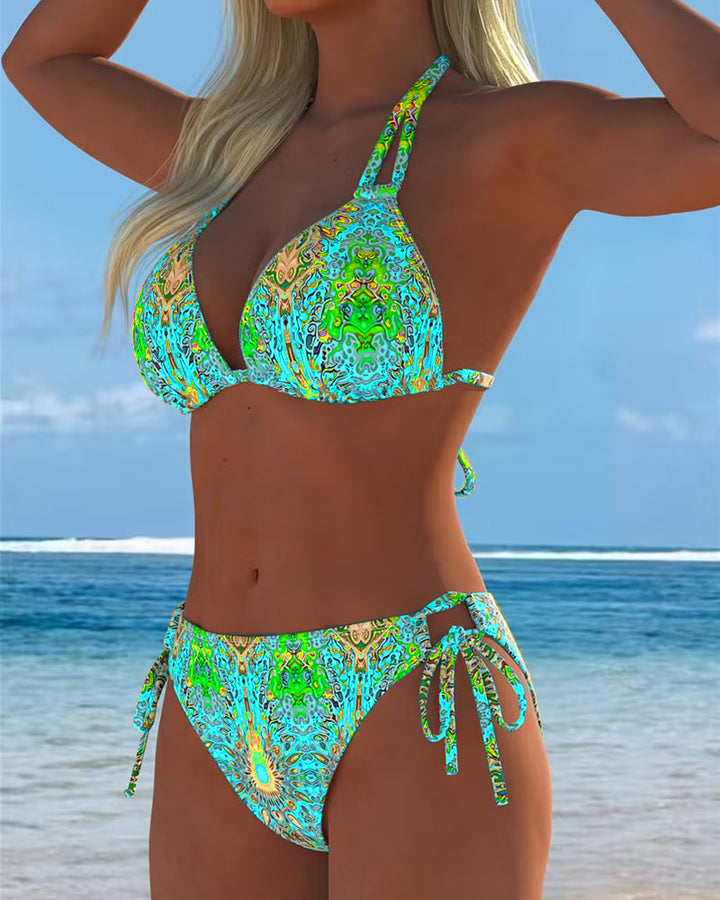 Bikini with halter print in various colors