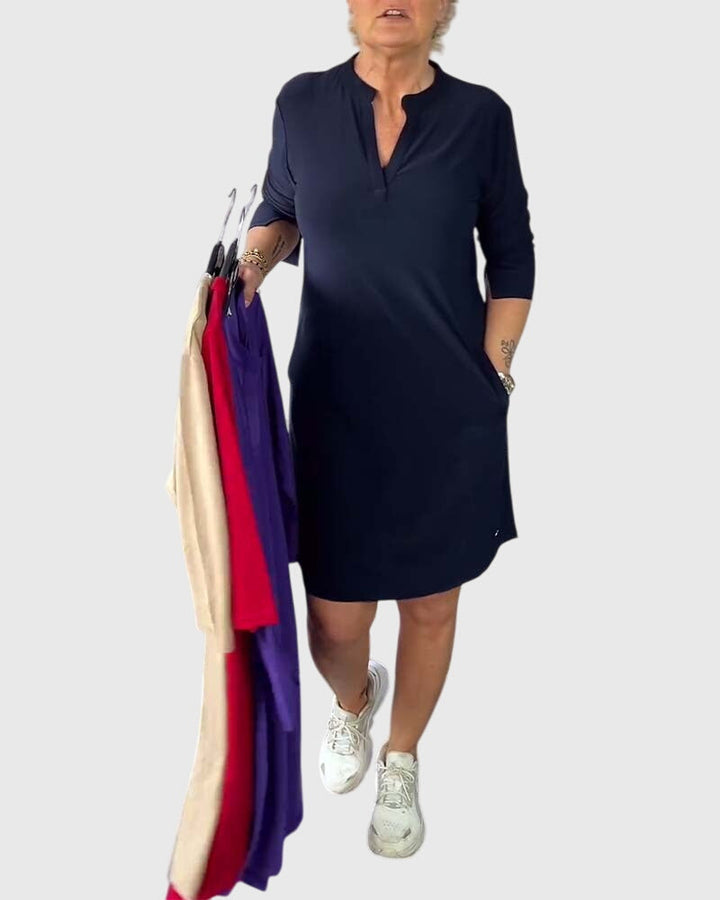 Sophie | Solid V-Neck Dress