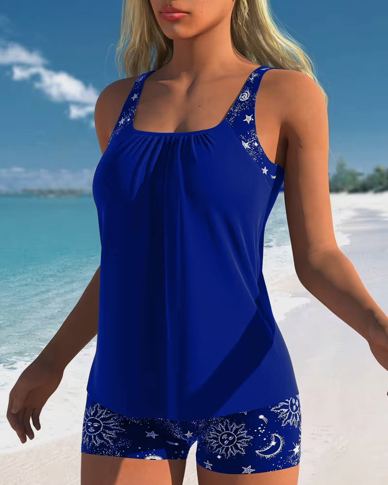 Tankini Soltryck Boy Shorts