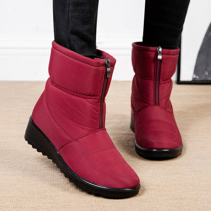 Women's Waterproof Insulated Mid-Calf Snow Boots with Side Zipper